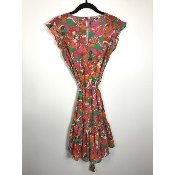 Marine Layer Laney Mini Dress In Vintage Floral Print Linen Women's Braided Belt - Picture 8 of 14